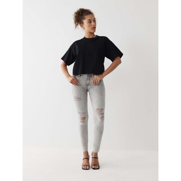 True Religion‎ Women's Jennie Mid Rise Super Skinny Jeans Size 28 Distressed - Picture 2 of 10